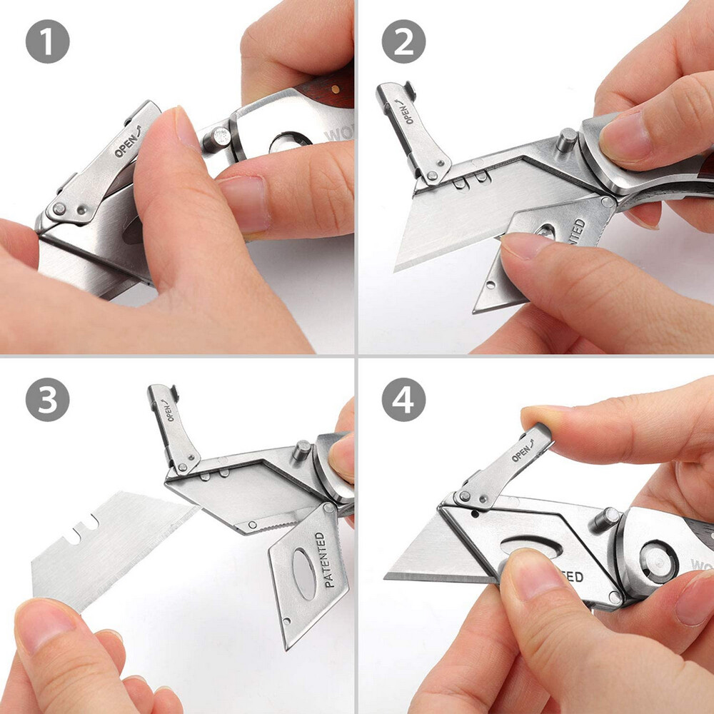 WORKPRO Quick-Change Utility Knife Classical Retro Style Wood Grain Handle Knife