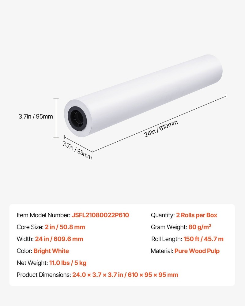 24inx150ft 2Rolls Engineering Bond 2in Core Vertical Packaging