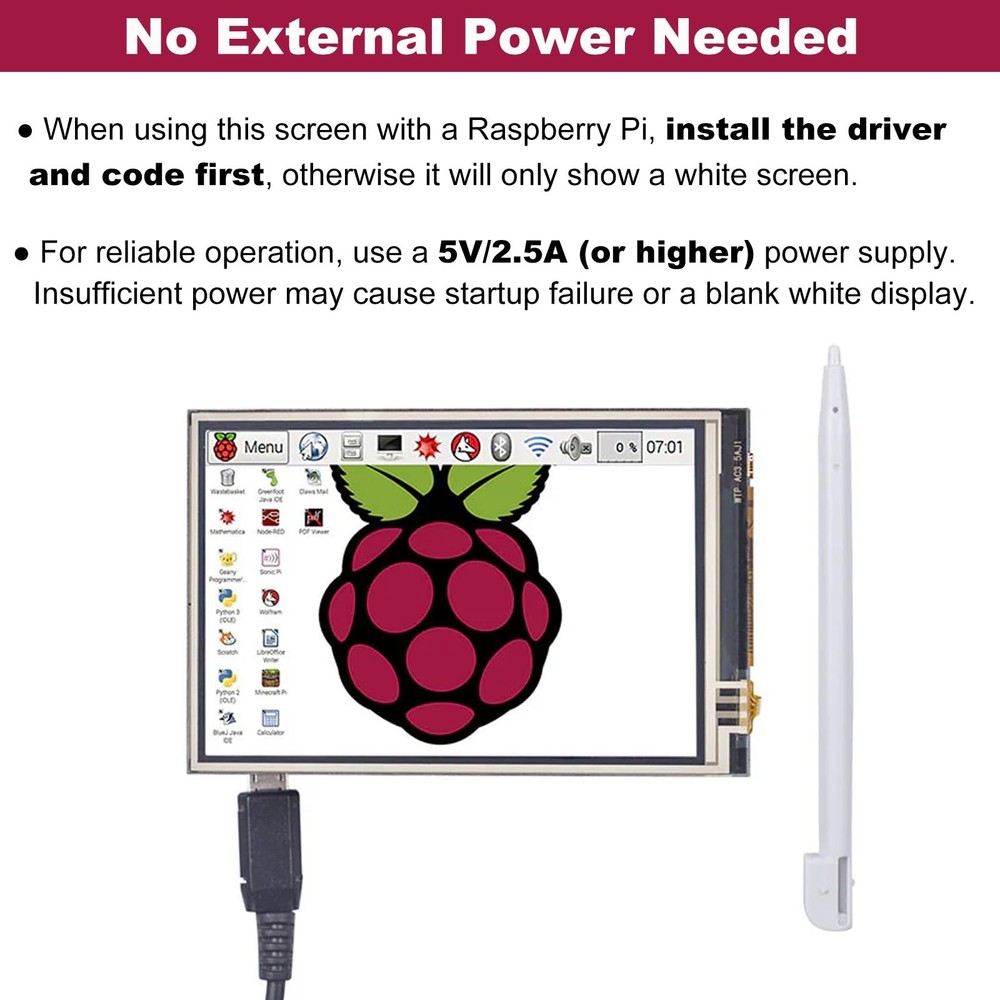 3.5 Inch 480x320 Touch Screen TFT LCD SPI Display Panel for Raspberry Pi 5,...