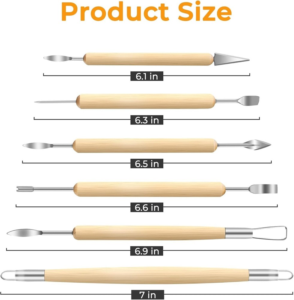 6 Pack Clay Tools Kit, Pottery Tools & Sculpting Tools, Polymer Modeling Clay...
