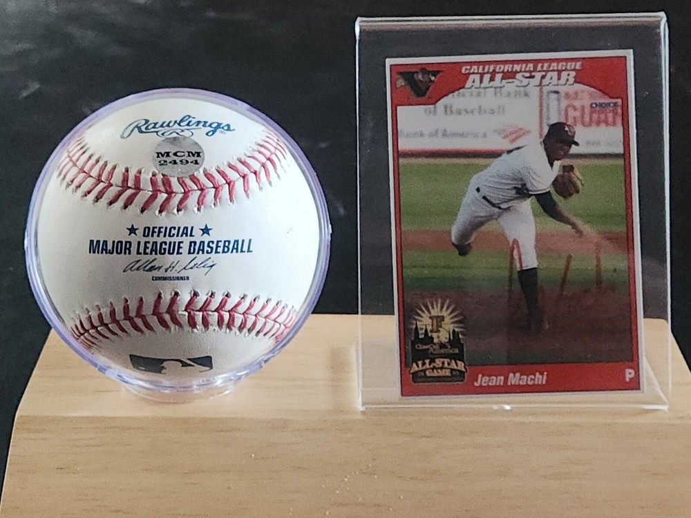 JEAN MACHI SIGNED MLB Baseball & Card With Display- MCM