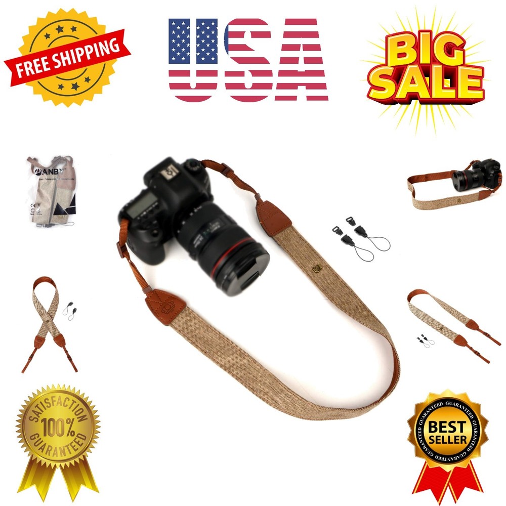 Camera Strap Brown Canvas Neck Shoulder Strap with Quick Release Buckles for ...