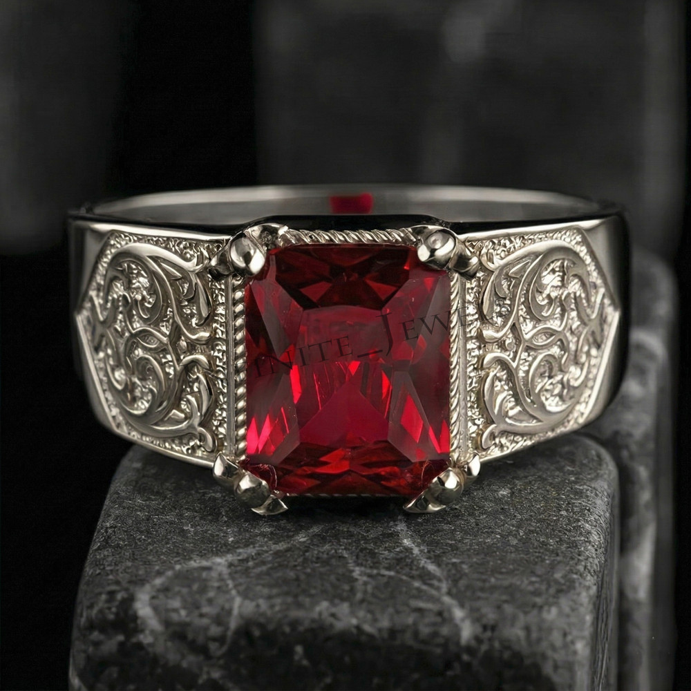 Natural Ruby Ring Men's 925 Sterling Silver Ring Handmade Engagement Man's Ring