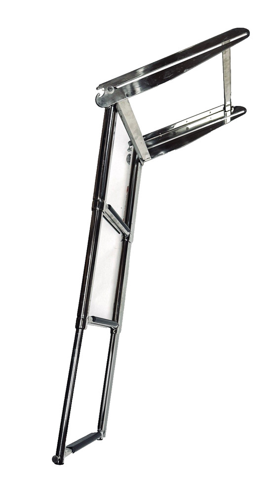 Marine 3-Step Stainless Under Platform Sliding Spring Loaded Locking Ladder