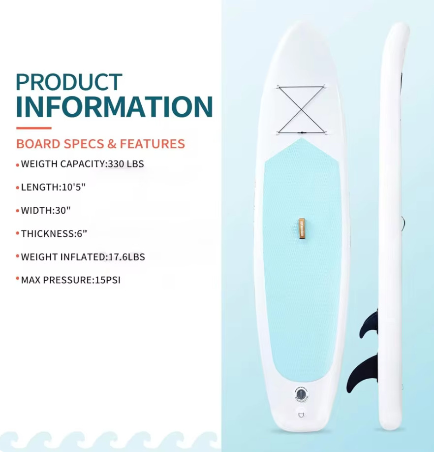 Paddle Board Inflatable SUP Board, Leash, Paddle, Hand Pump, extra Accessories