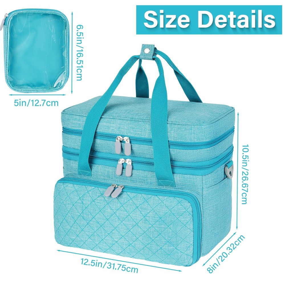Sewing Organizer Bag, Double Layer Sewing Storage Bag with Shoulder Strap, 2 ...