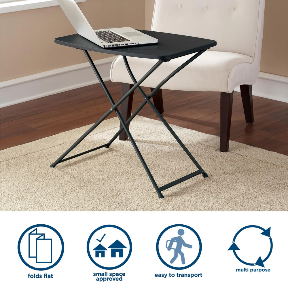 26" Adjustable Height Personal Folding Table, Black