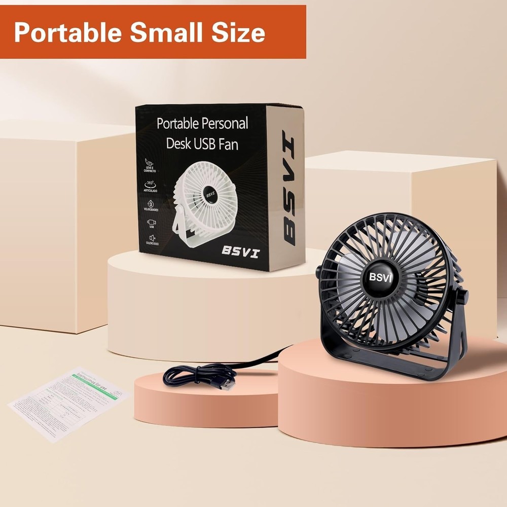 USB-Powered Quiet Table Fan - 5 Blade Design for Powerful Airflow Anywhere
