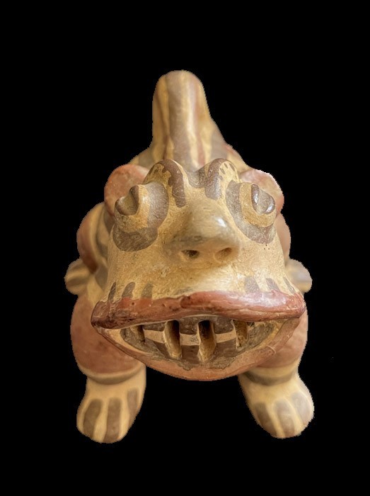 PRE-COLUMBIAN AUTHENTIC POLYCHROME PAINTED POTTERY FIGURE