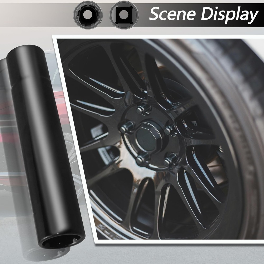 Spike Lug Nuts Socket Key with 7 Spline, Spiked Nut Full Size, Black