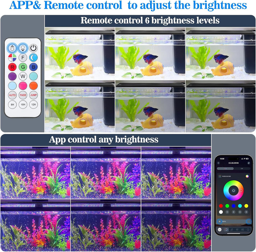 Full Spectrum Aquarium Light: Fish Tank Light with APP & Remote Timer Control fo