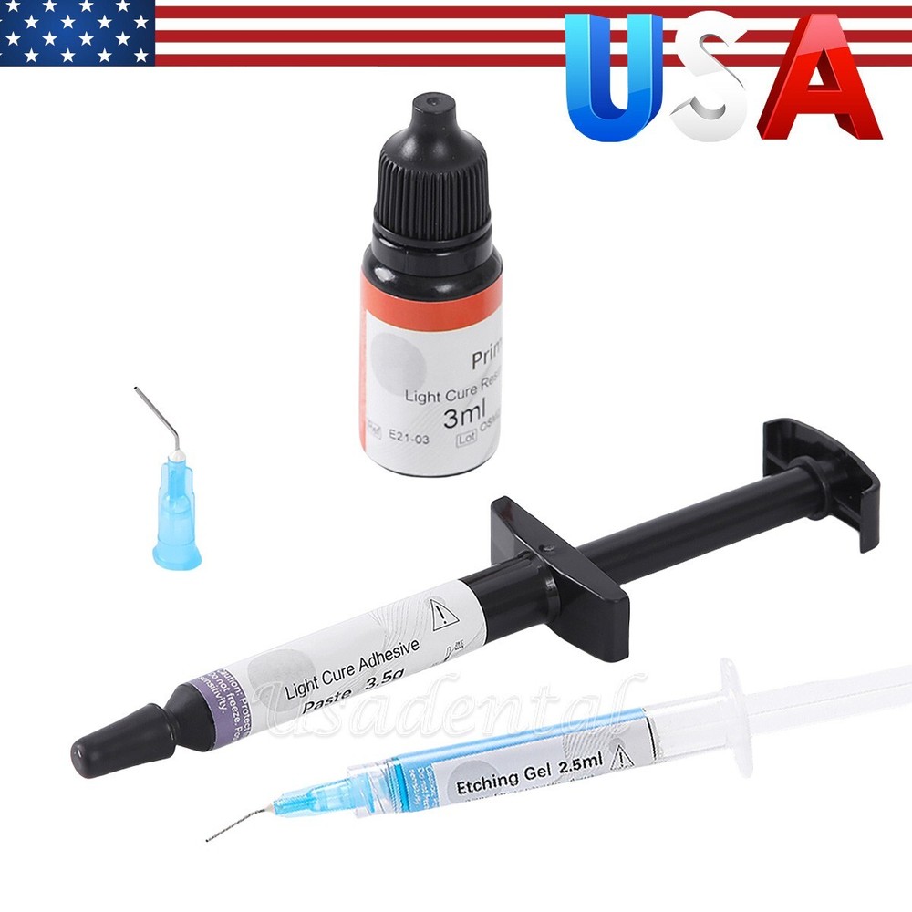 Dental Orthodontic Bonding System Light Cure Bracket Primer & Adhesive Brush Kit