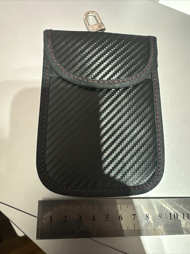 faraday pouch for car keys , key protector (2 pack)(black/red)