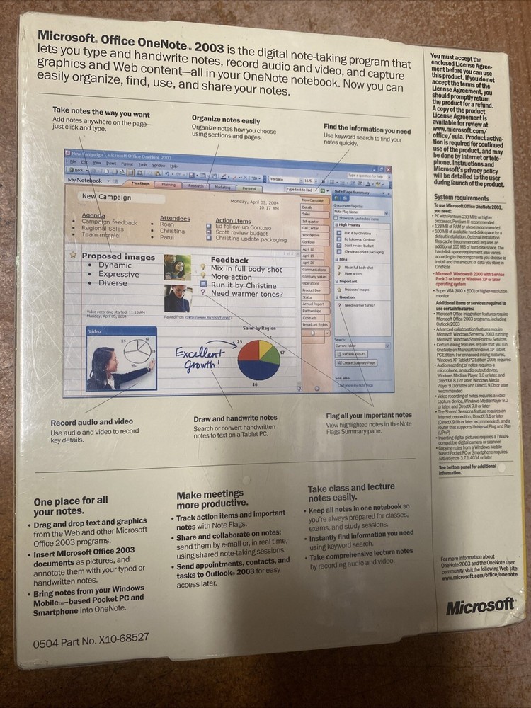 Microsoft OneNote 2003 Academic Edition - Sealed / New Big Box