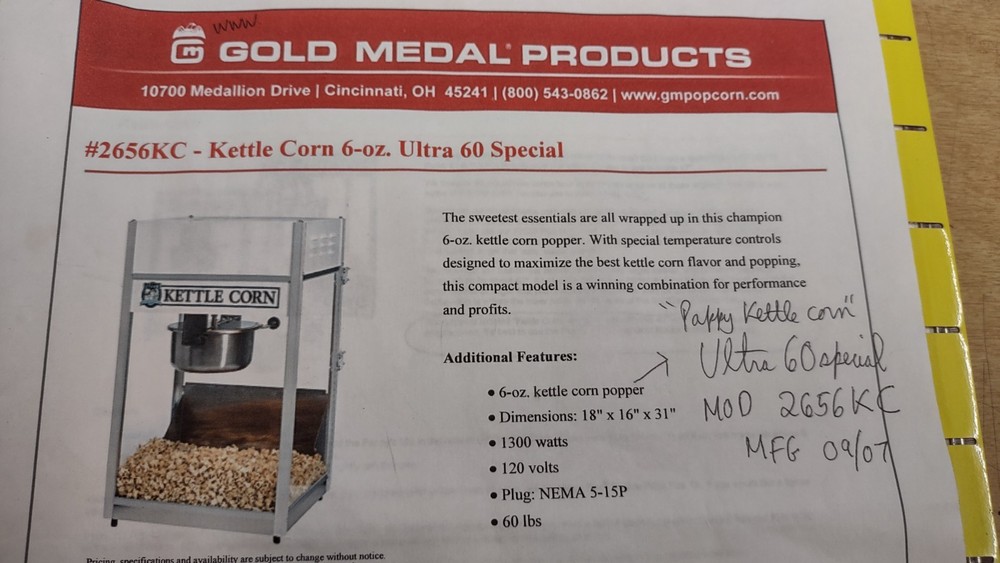 gold medal 6 oz kettle corn machine