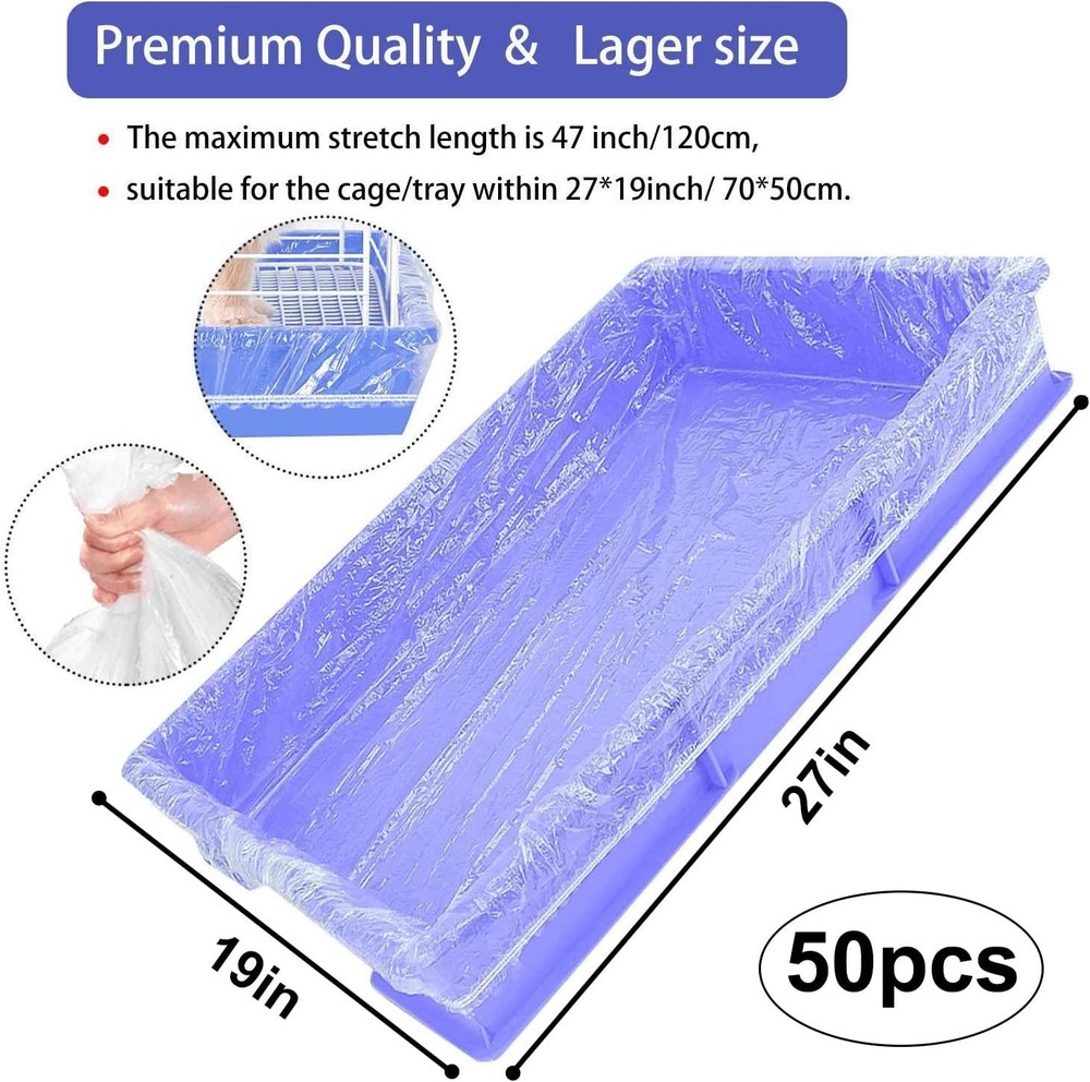 Universal 50 Pcs Pet Cage Liners - Clear Plastic for Easy Hygiene & Cleanliness