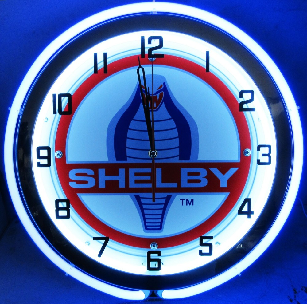 Shelby Snake Blue Double Neon Clock 19"