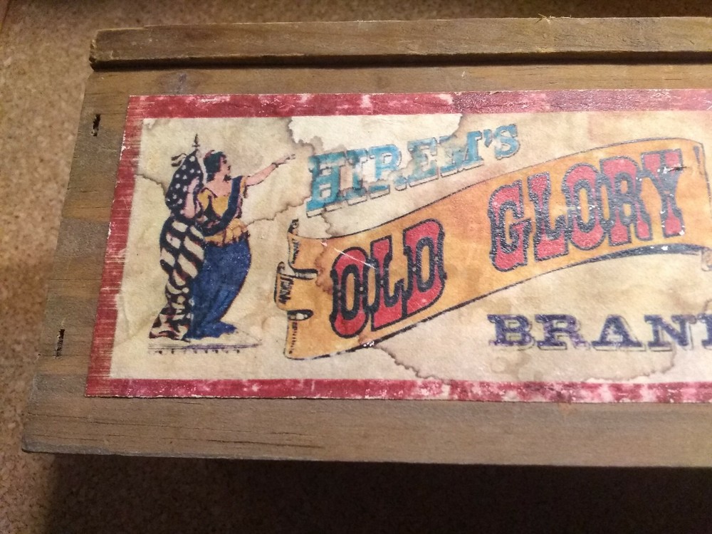 Hirems Old Glory Shugar Sticks Old wood candy box