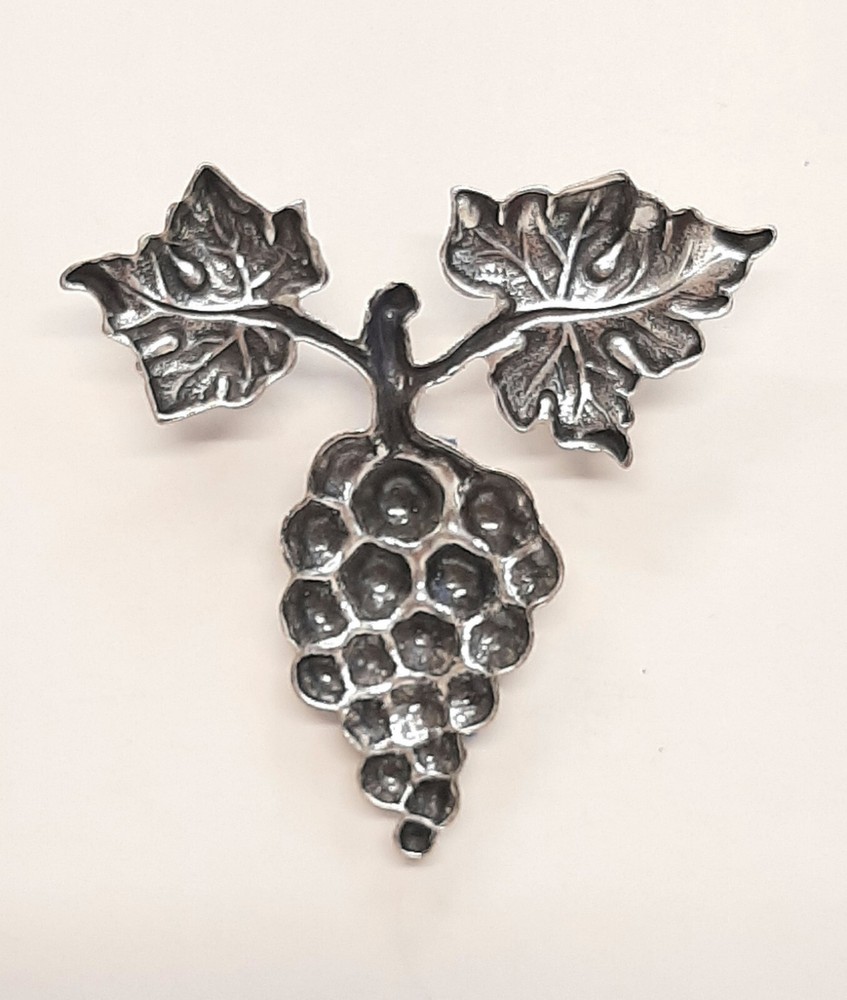 EMBOSSED STAMPED SILVER PLATED BRASS GRAPE CLUSTER COMPONENT EMBELLISHMENT