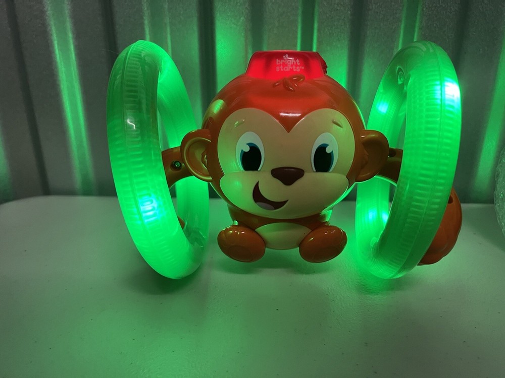 Bright Starts Rolling Monkey Electronic Battery Rolls Moves Working
