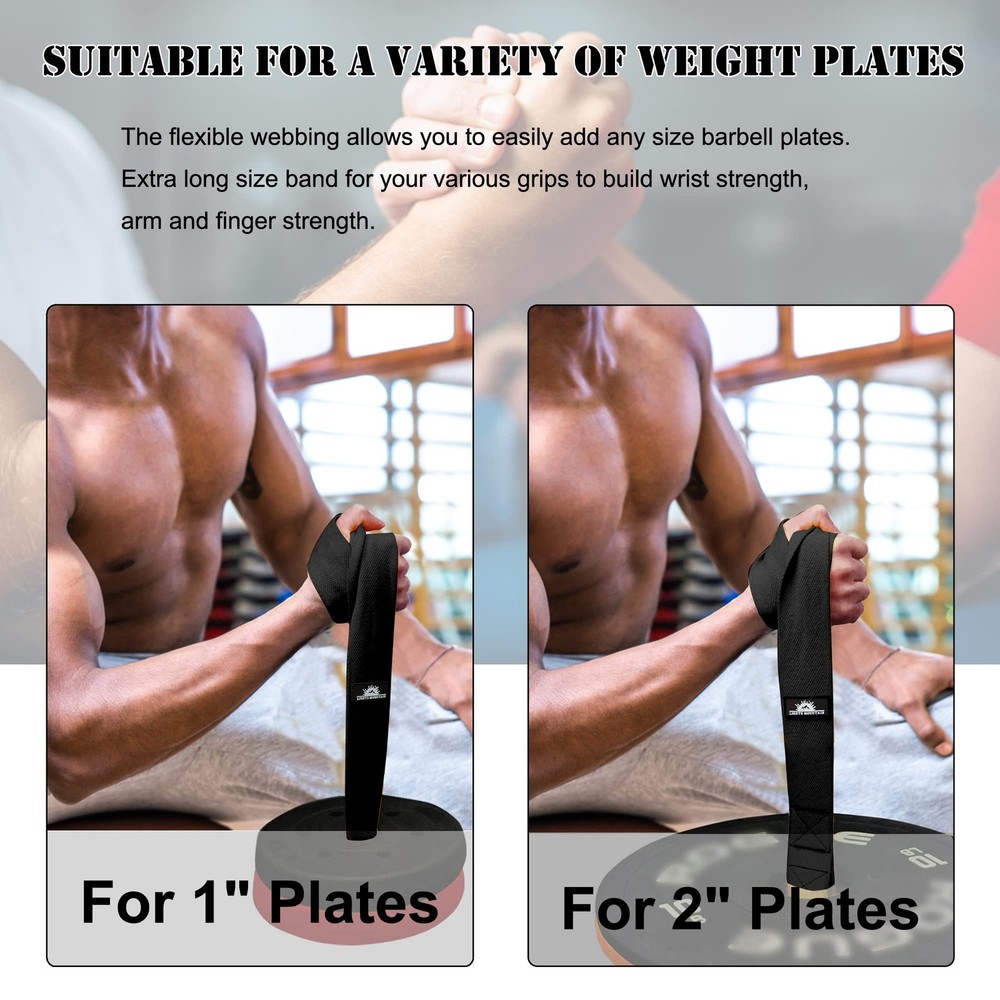 Arm Wrestling Training Loading Strap for Barbells, Finger Wrist black
