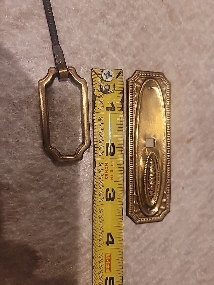 Antique Stamped Brass Vertical Pedestal Drawer Pull