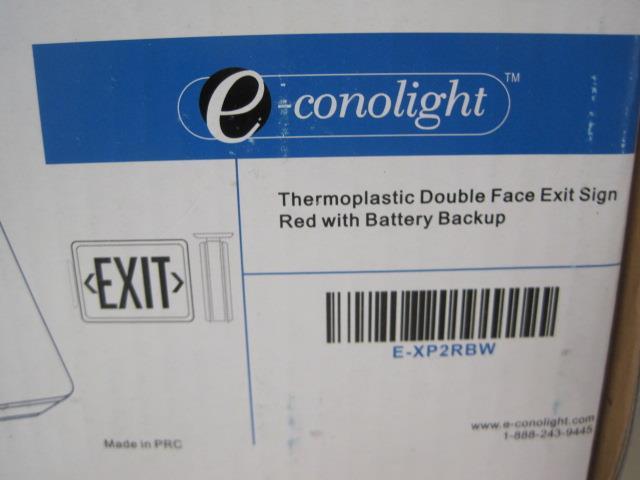 Brand New E-conolight LED Exit Sign Light Battery Backup Red Letters Double Face