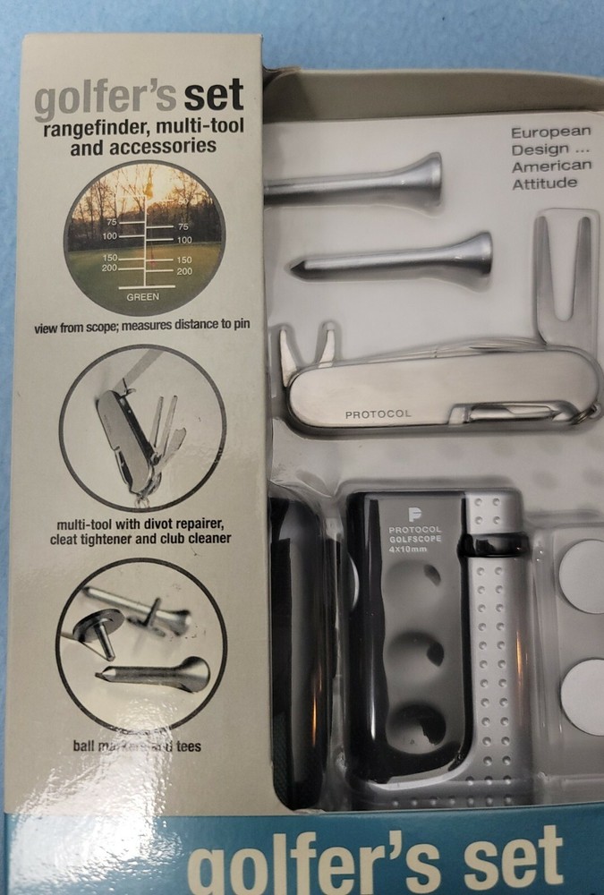 Protocol Golfer’s Set – Rangefinder, Multi-Tool & Accessories – Golf Gift Kit
