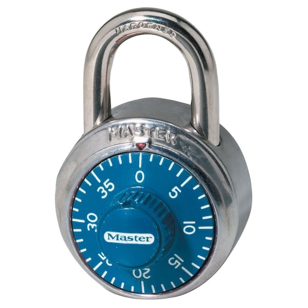 Master Lock 1506D Combination Padlock, Center, Blue/Silver