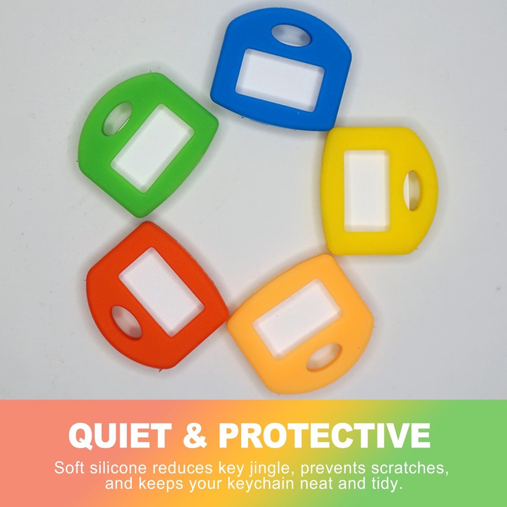 24-Pack Key Label Tags – Vibrant Plastic Key Tags with Writable Labels & Ring...