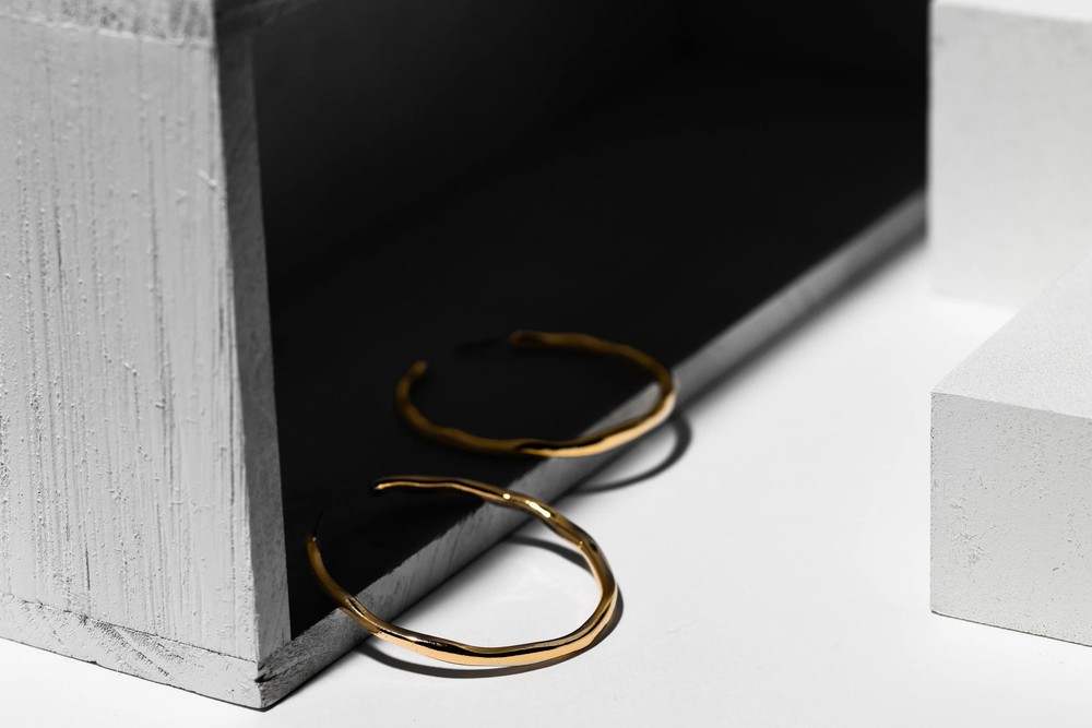 Textured Gold Hoop Earring