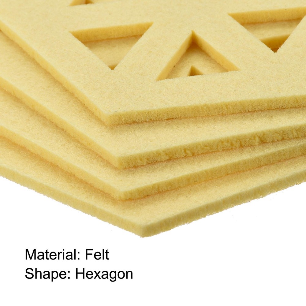 Felt Coasters 12pcs Hexagonal Coasters Coasters, Light Yellow