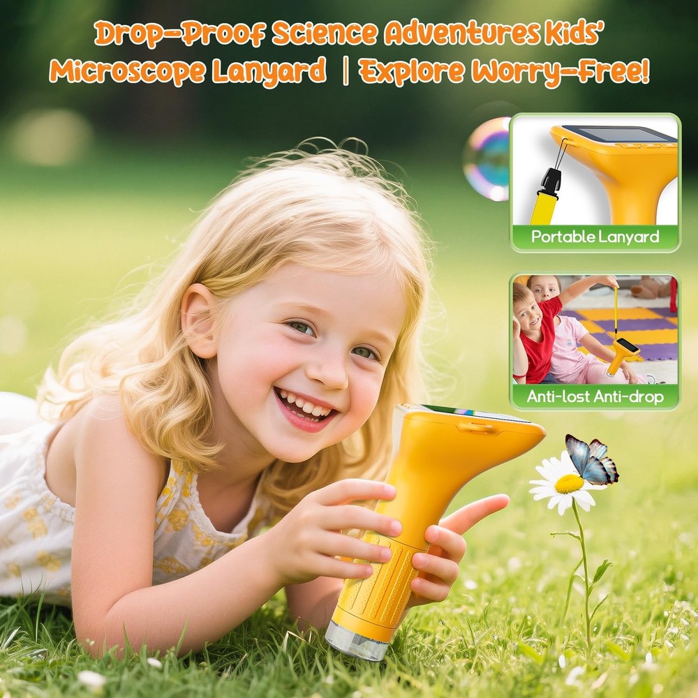 SKYBASIC Digital Microscope for Kids, 3" Screen 1000X Handheld Microscope HD ...