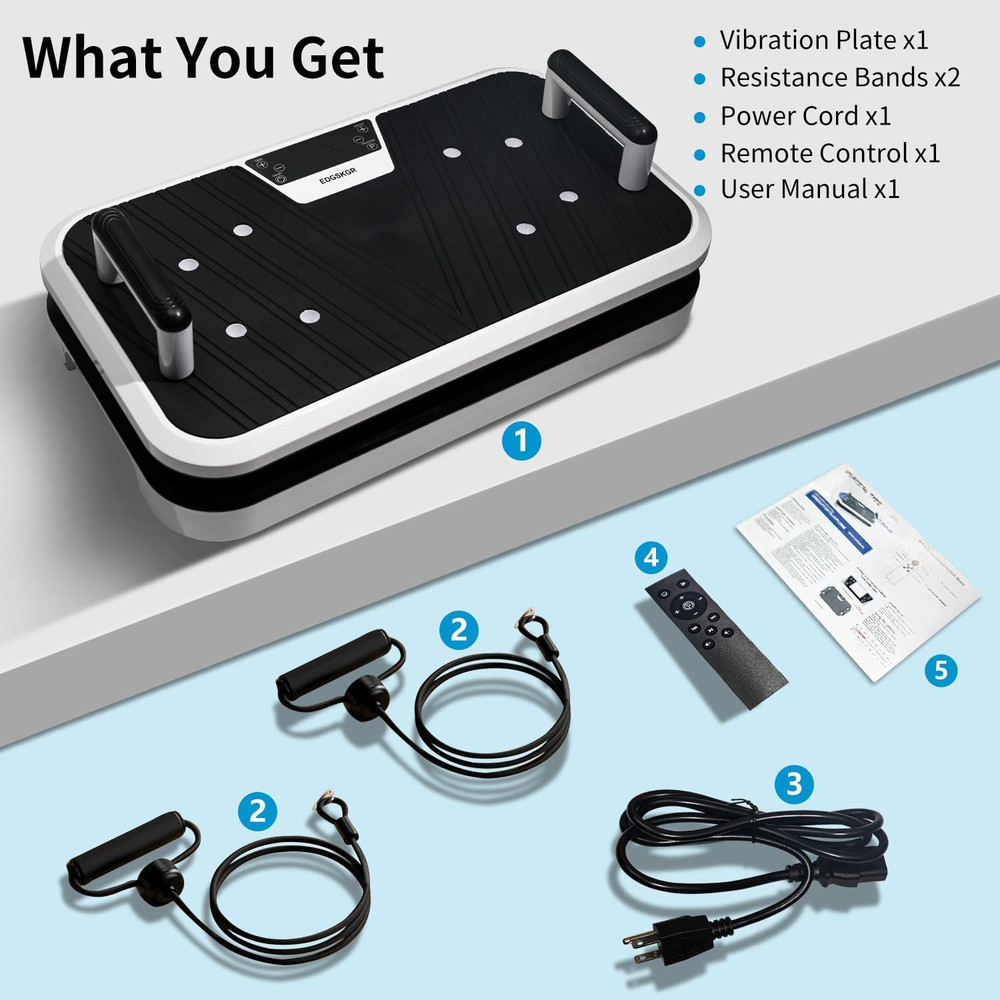 Vibration Plate Exercise Machine with Pushup Handle & Bluetooth, Full-Body Vibra