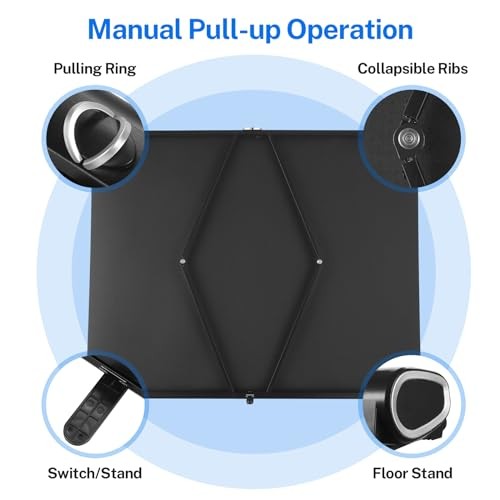 50 inch Small Projector Screen, Goldengrainv Retractable Pull Up Screen, Floor