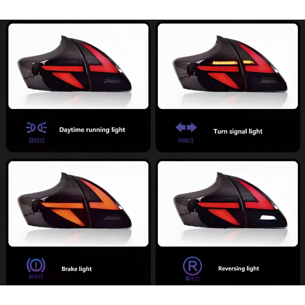 Rear Tail Light LED Projector DRL Black Set 2Pcs Fits For Toyota Venza 2009-2016