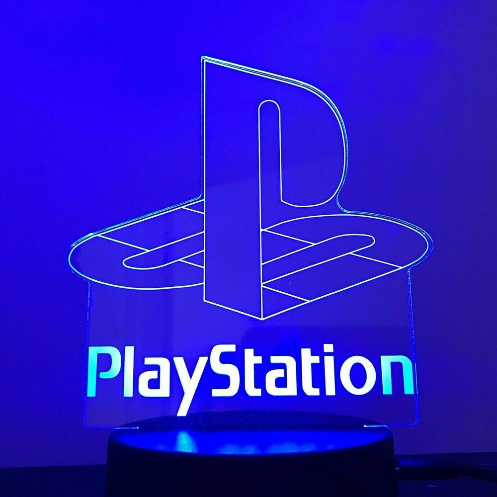 Play Station Logo Night Light PS Game Table Lamp Creative Home Decor