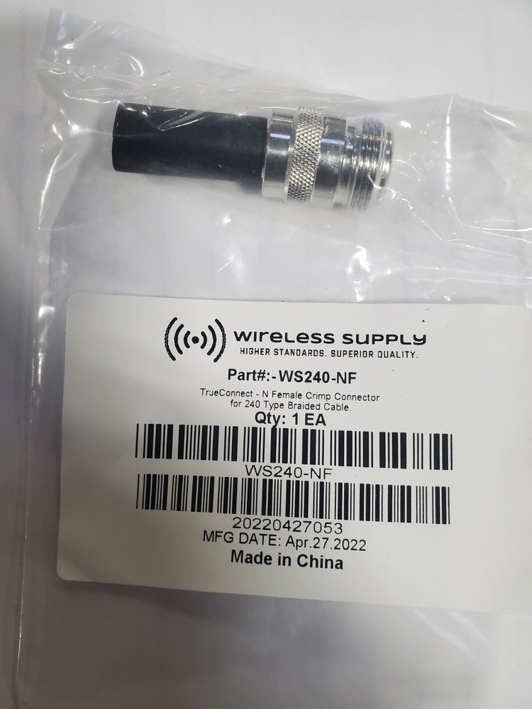 N Female Crimp Connector for 240 Type Braided Cable