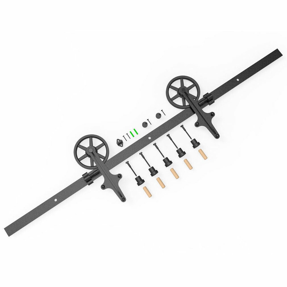 CCJH 4-20FT Sliding Barn Door Hardware Basic Black Roller Kit Single/Double Door