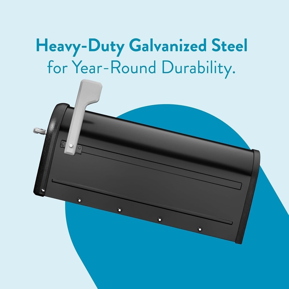 Chadwick Galvanized Steel Post Mount Mailbox, 8950B-10, Black, Medium Capacity