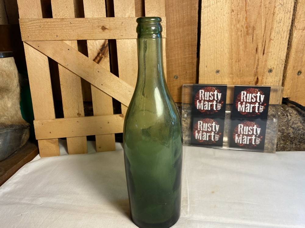 Vintage Green Glass Bottle V2E