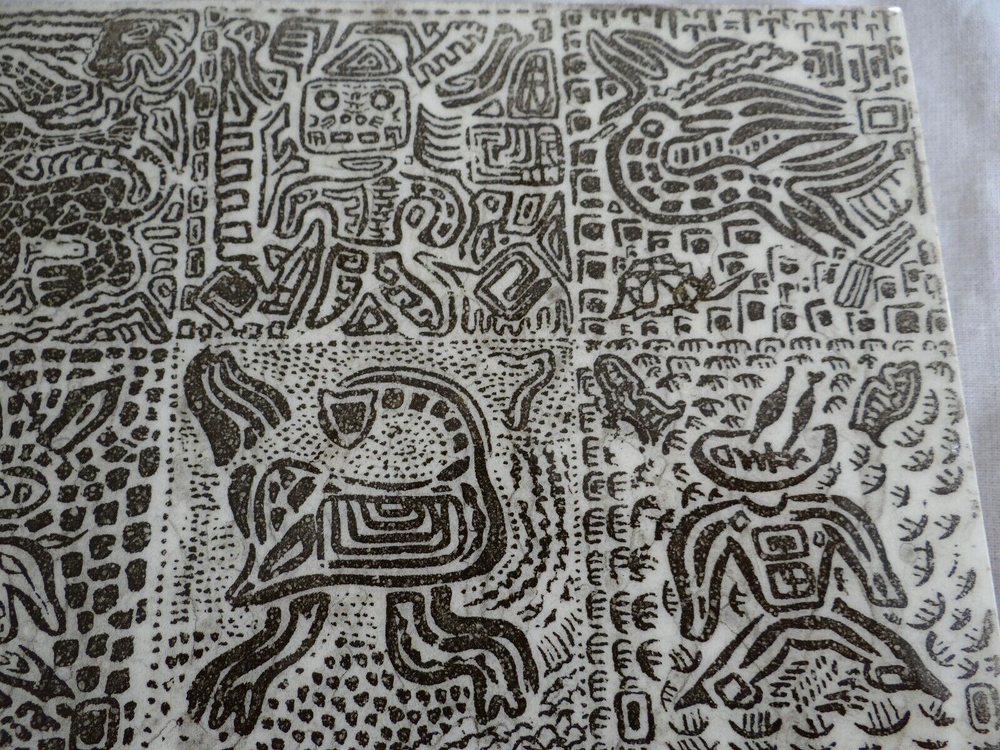 Mid Century Mod. Wheeling Ceramic Tile Company Aboriginal Art Style 6"