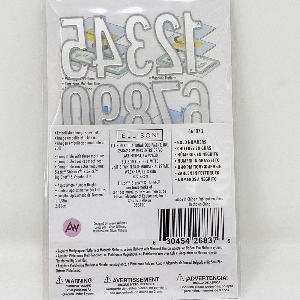 Sizzix Thinlits Cutting Dies Bold Numbers by Alison Williams Scrapbooking NEW