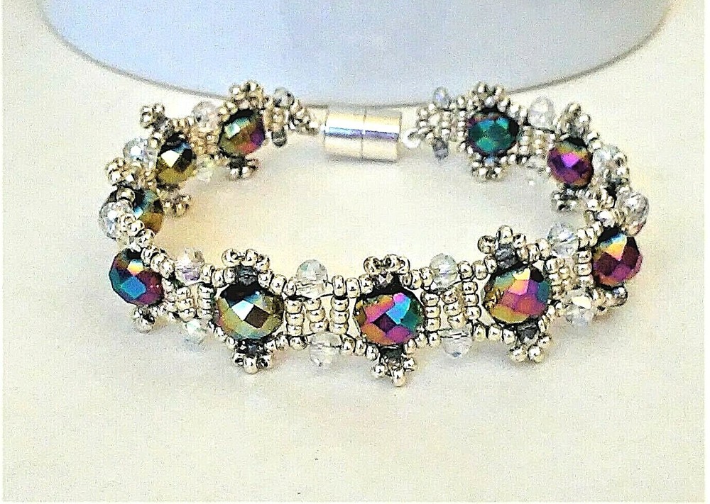 Handmade Silver Iridescent Magnetic Bracelet
