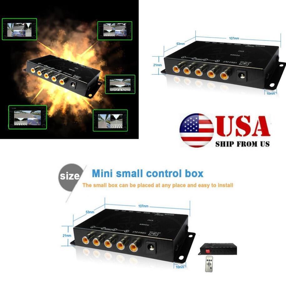 US Car 4 Way Parking Camera Split-Screen Converter Kits Video View 4Image Switch