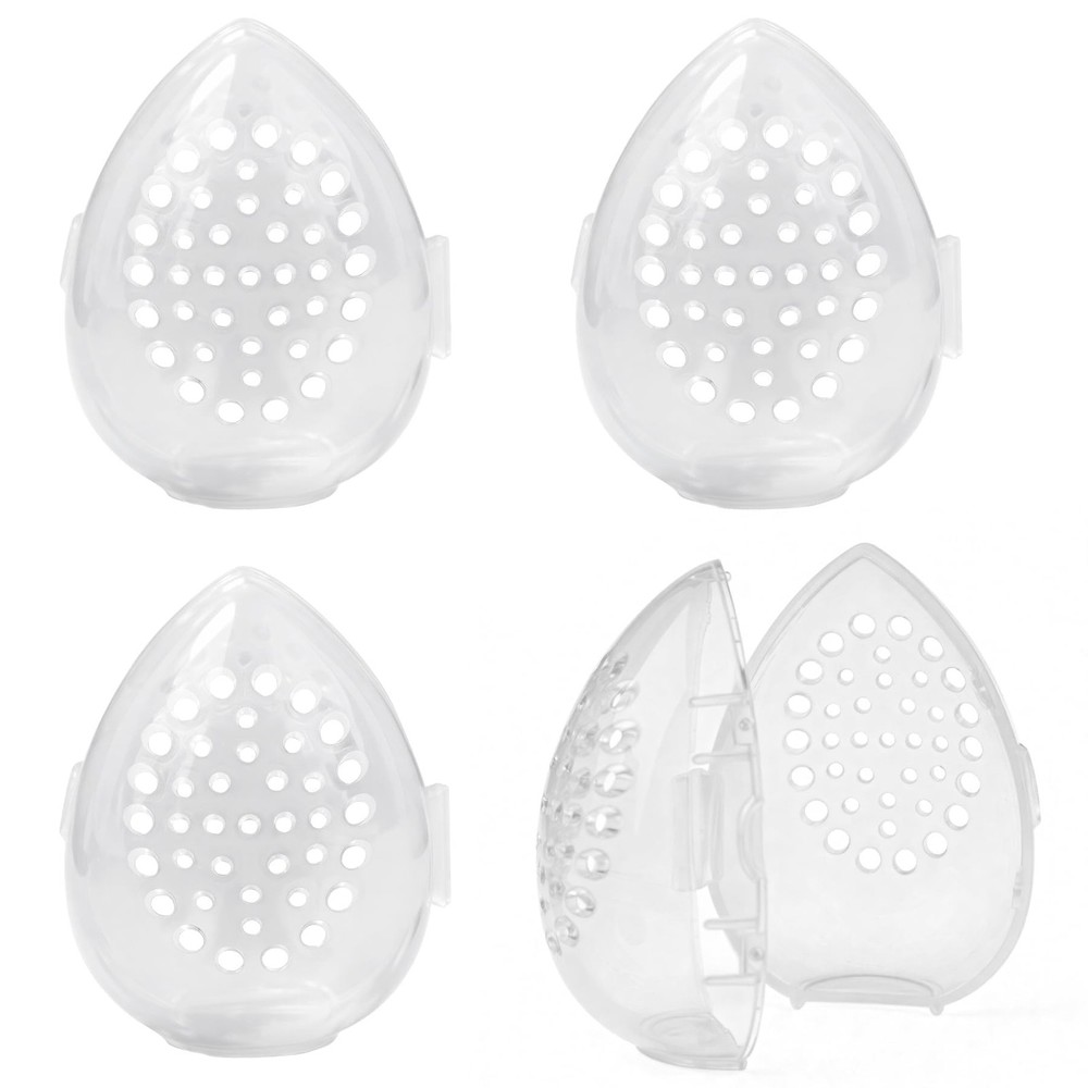 Framendino, 4 Pack Breathable Makeup Sponge Case Protective Plastic Beauty Co...