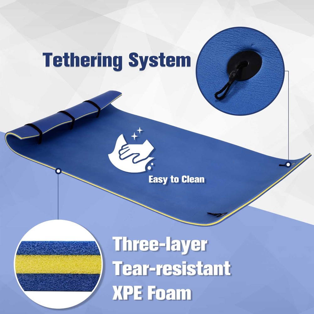 3-Layer Roll-Up Pool Floating Pad for Lake Ocean Swim Platform Water Mat Float