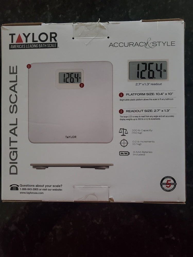 Taylor Precision Products White Digital Bath Scale 330 pound capacity