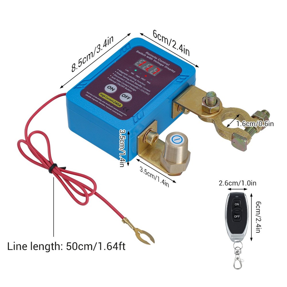 Remote Battery Disconnect Switch 12V240A Voltage Kill Switch w/ Digital Display
