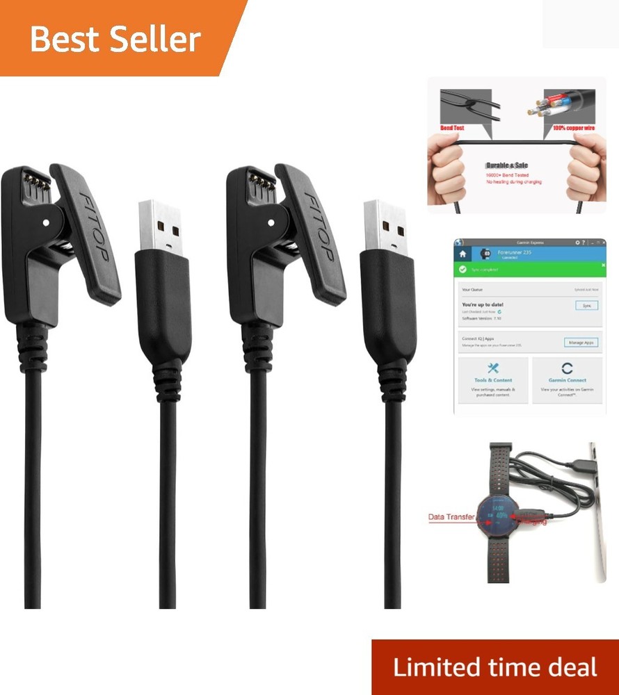 Versatile 2-Pack Charging Cables Compatible with Garmin Smartwatches - 120cm